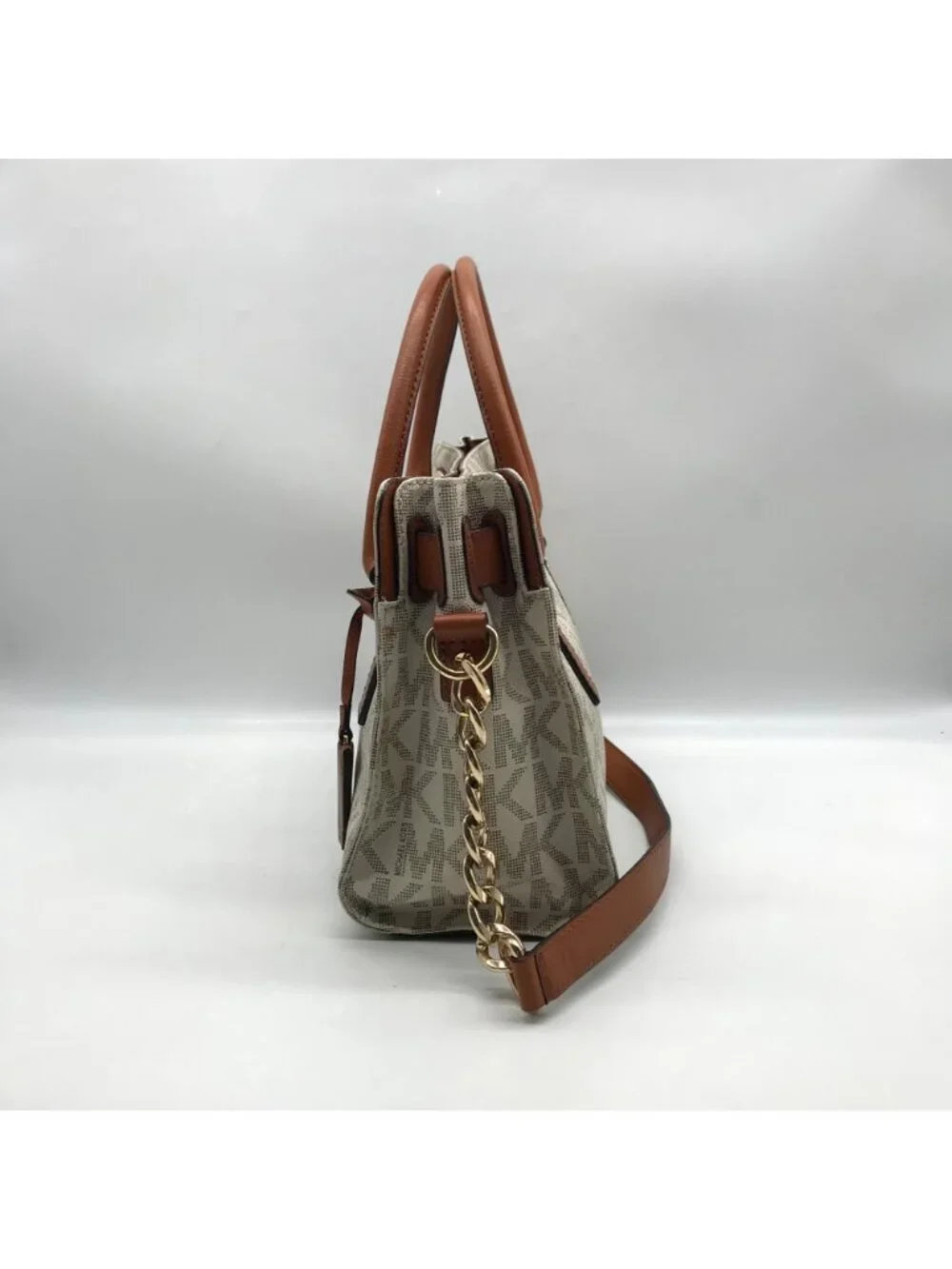 Michael Kors Ivory Monogram Canvas Hamilton Bag
